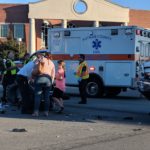 Police and paramedics respond to a crash involving a pickup truck and a motorcycle in Cookeville Monday. Two people were injured in the accident with a juvenile being flown to Vanderbilt Medical Center for serious injuries. (Photo: Logan Weaver)