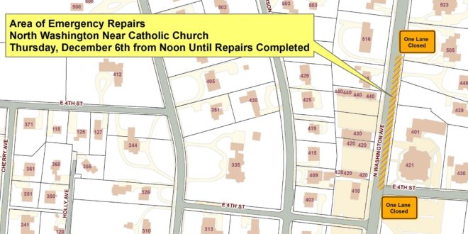 Sewer Work to Close Part of North Washington Ave. Thursday