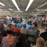 Nearly 100 Pickett County residents pack into the county library in Byrdstown Monday to discuss the proposed 2019-2020 budget plan (Photo: Logan Weaver)
