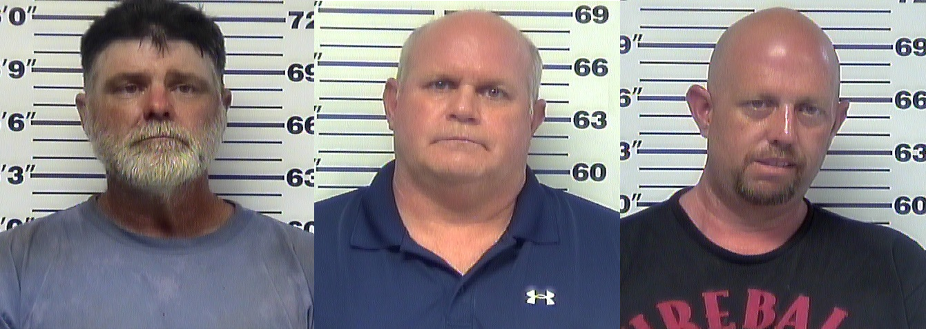 The TBI announced Tuesday 46-year-old Kenneth McDonald (left), 47-year-old Jeffery Kolb (middle) and 44-year-old James Burns (right) have been arrested in the April murder of a South Carthage man (Photos: TBI)