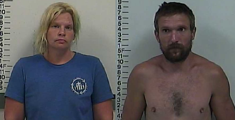 Holly Morgan (left) and River Pomeroy (right) face charges after Algood Police found three pounds of marijunana and a small amount of meth in their vehicle Thursday (Photos: Putnam County Jail)