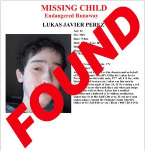 The Putnam County Sheriffs Office has canceled a missing child alert after a missing 14-year-old Cookeville teen was found safe as of Monday.